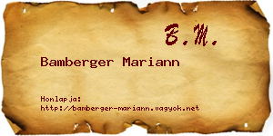 Bamberger Mariann névjegykártya